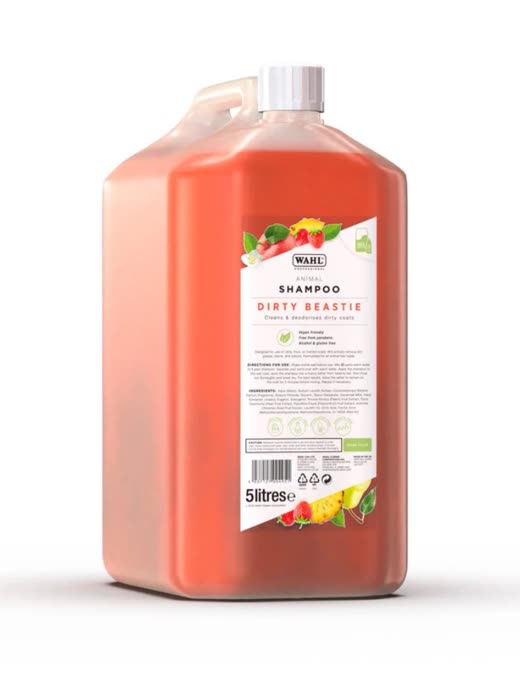 A large bottle of dog shampoo from the grooming shelves